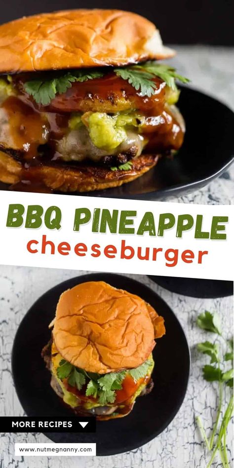 Pineapple Burgers Grilled, Pineapple Burger Recipes, Pineapple Burger, Pineapple Bbq Sauce, Cheeseburger Recipes Homemade, Bbq Pineapple, Bbq Hamburgers, Homemade Burger Recipe, Grilled Burger Recipes