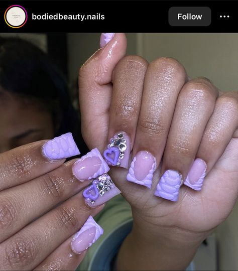 Short Capricorn Nails, Short Nail Ideas Purple, Capricorn Szn, Purple Acrylic Nails, Purple Set, Hard Nails, Duck Nails, Purple Nail Designs, Colored Acrylic Nails