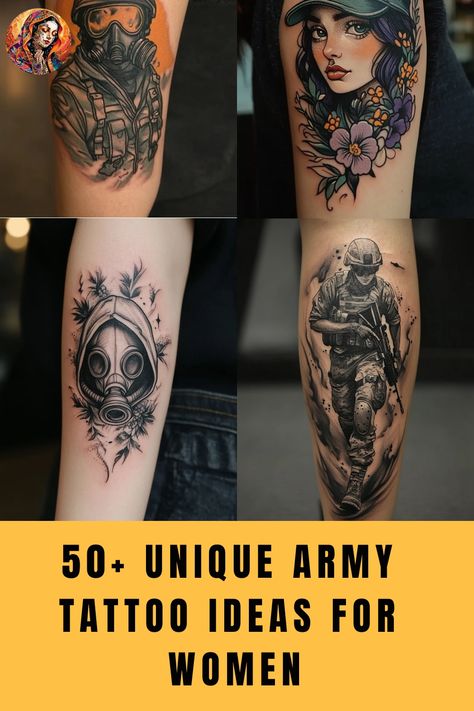 50+ Army Tattoo Ideas for Men and Women Soldiers. Explore military tattoo designs, from small to sleeve. Military Tattoos Women, Army Tattoo Ideas, Military Tattoo Ideas, Us Army Tattoos, Traditional Tattoo Woman, Soldier Tattoo, Faded Tattoo, Military Tattoo, Women Soldiers