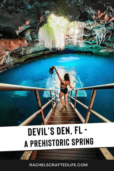 A day trip to Devil's Den must be on your Florida bucket list. This underground spring makes you feel like you're in a cenote in Mexico. The guide to swimming in Devil's Den any time of year. It is everything you need to know for a successful day trip to Devil's Den from how to make a reservation to what you need to bring. Florida Bucket List, Devils Den, Popular Honeymoon Destinations, Florida Family Vacation, Florida Pictures, Florida Springs, Florida Living, Visit Florida, Destin Florida