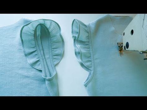 Sewing Tips And Tricks | Ruffle Sleeve Sewing Techniques - YouTube Ruffled Sleeve Pattern, Ruffles Sleeves Pattern, How To Sew A Ruffle Sleeve, Diy Ruffles How To Make, Diy Ruffle Sleeve, Sleeve Scrunchies, Ruffle Blouse Pattern, Knit Shirt Pattern, How To Make Ruffles