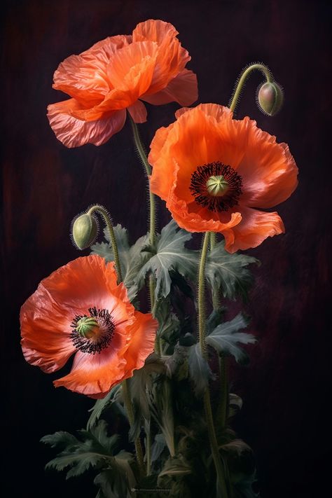 Poppy Reference, Poppy Photography, Poppy Flower Art, Minimalistic Tattoo, Very Beautiful Flowers, Poppy Art, Flower Art Drawing, Poppy Painting, Orange Poppy