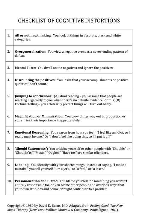 Cbt Therapy Techniques, Cognitive Distortions Worksheet, David Burns, Adolescent Therapy, Coping Skills Worksheets, Cbt Therapy, Cbt Worksheets, Counseling Worksheets, Feel Good Books