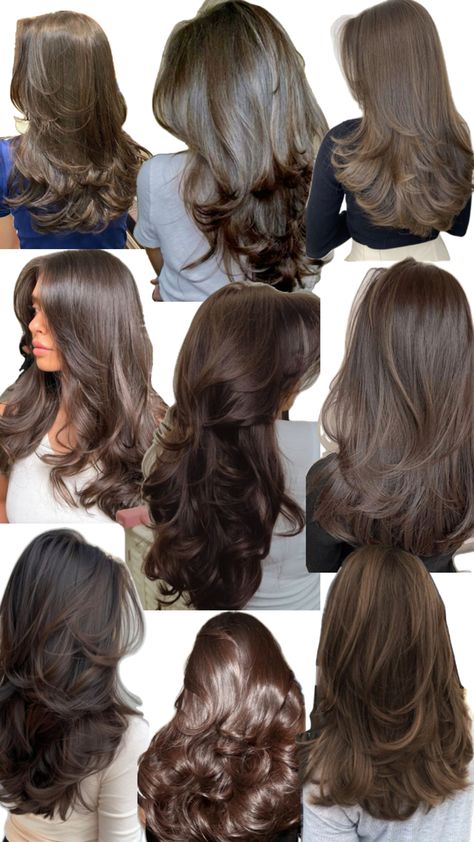 Brown Hair Layers, Haircuts For Long Hair Straight, Pretty Hair Cuts, Hair Layers, Dark Brunette Hair, Hair Color Options, Hair Inspiration Long, Hairstyles For Layered Hair, Blowout Hair