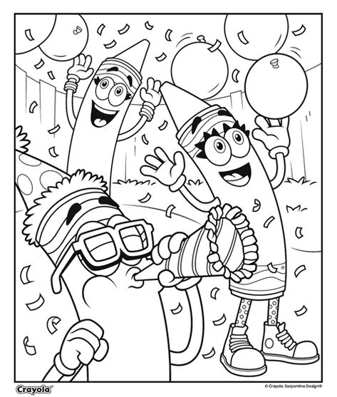 Birthday Coloring Page, New Years With Kids, New Coloring Pages, Happy Birthday Coloring Pages, Crayola Coloring Pages, Birthday Confetti, Birthday Coloring Pages, Crayola Crayons, Birthday Box