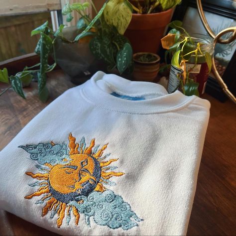 Custom Crewneck, Clothes Embroidery Diy, Embroidery On Clothes, Embroidered Crewneck, Cute Sweatshirts, Embroidered Clothes, Embroidered Sweatshirt, Embroidered Hoodie, Embroidered Sweatshirts