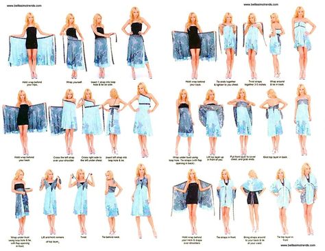 Wrap Skirt Tutorial, Robe Diy, Convertible Clothing, Wrap Skirt Pattern, Magic Skirt, Magic Wrap, Sari Skirt, Silk Wrap Skirt, Multi Way Dress