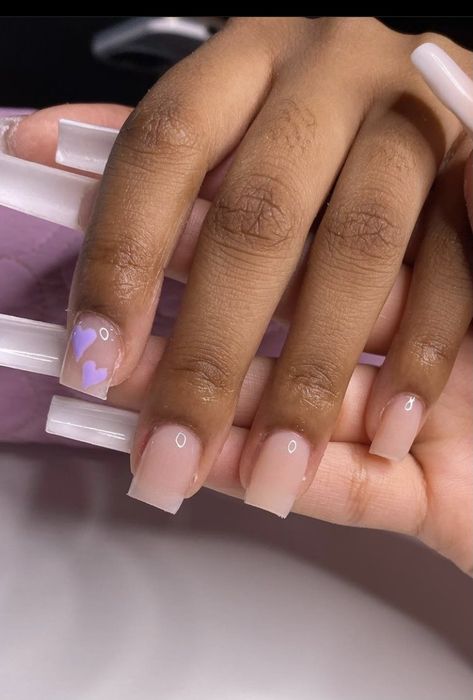 Very Short Acrylic Nails Square Simple, Cute Simple Nails Short Square, Cute Short Acrylic Nails Baddie, Trending Acrylic Nails Short Square, Short Nails With A Heart, Back To School Nails Acrylic Short Square, Cute Nails For Birthday Short Square, Sparkly Square Acrylic Nails, Xs Acrylic Nails