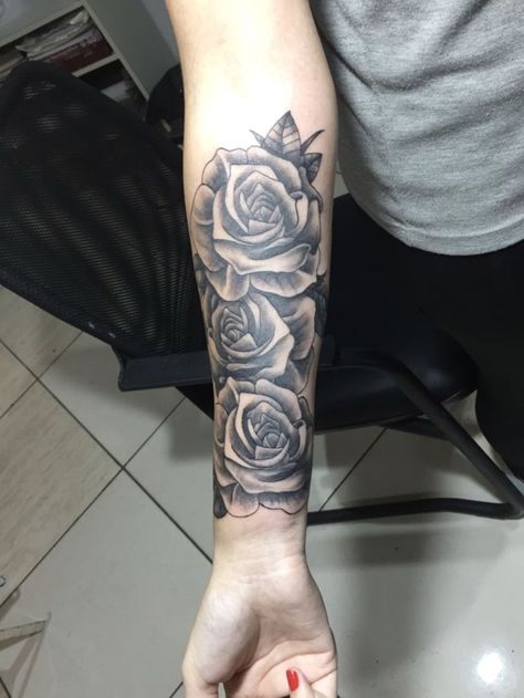 Half Sleeve Rose Tattoo, Rose Tattoo Forearm, Rose Tattoo On Arm, Half Sleeve Tattoos Forearm, Rose Tattoo Sleeve, Rose Tattoos For Women, Female Tattoos, Black Rose Tattoos, Forarm Tattoos