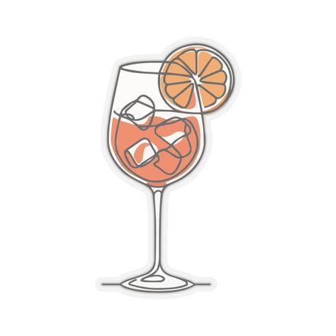 Aperol Spritz illustration. Fun, colorful and stylish vinyl stickers perfect for any room in your home. Available in 4 sizes. #AperolSpritz #VinylStickers . #Aperol_Spritz_Sketch #Aperol_Spritz_Cookies_Decorated #Aperol_Spritz_Drawing #Aperol_Spritz_Illustration Aperol Spritz Tattoo Fine Line, Aperol Spritz Drawing, Aperol Spritz Illustration, Aperol Spritz Tattoo, Italian Cocktails, Steve Mccurry, Air Dry Clay Projects, Tattoo Fails, Playful Decor