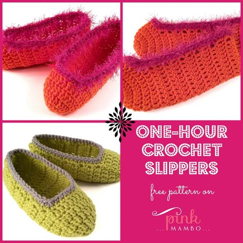 One Hour Crochet Slippers, One Hour Crochet, Crochet Ballet, Crochet Slippers Free Pattern, Crochet Slipper Pattern, Novelty Yarn, Crochet Boots, Eyelash Yarn, Crochet Booties