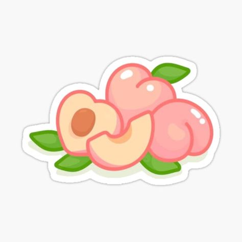 Peach Art Cute, Peach Sticker, Peach Pattern, Peach Art, Craft Booth Displays, Cute Strawberry, Craft Booth, Kawaii Design, New Sticker