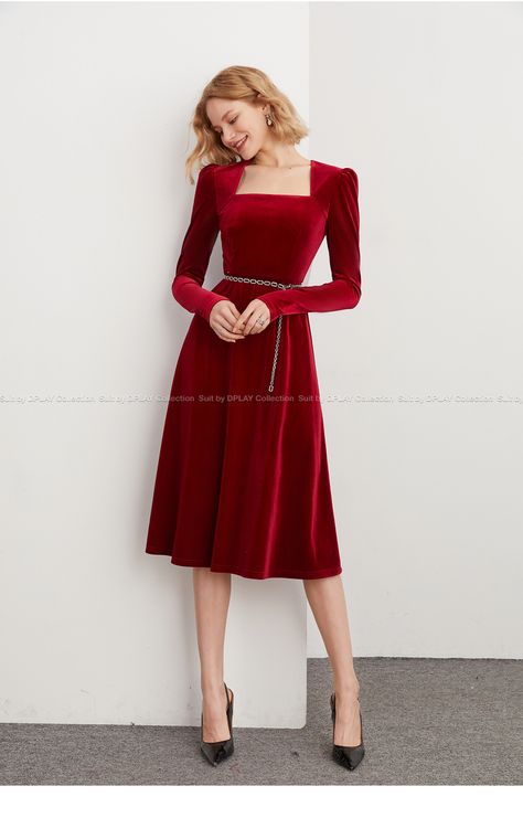 Korean Fashion Women Dresses, Kate Middleton Style Outfits, Velvet Dress Designs, Red Dresses Classy, Trendy Dress Outfits, Classy Dress Outfits, Stylish Dresses For Girls, Mua Sắm, Fashion Design Clothes