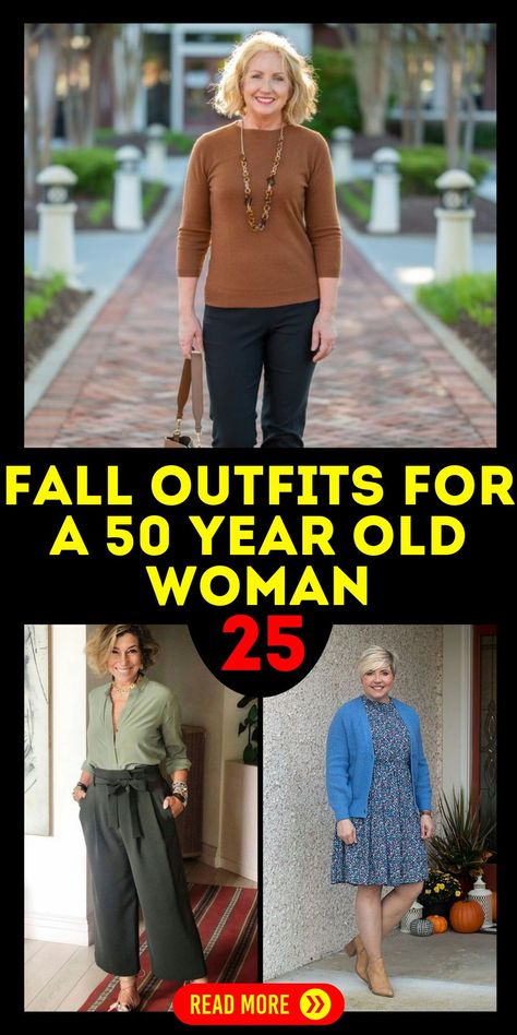 Explore fall outfits for 50 year old woman that offer both comfort and style. Casual autumn looks like jeans paired with cute tops are ideal for daily wear. For more formal occasions, try a classy, elegant dress perfect for weddings or parties. Whether traveling, attending a festival, or enjoying a beach vacation, these fashion ideas provide a range of stylish options that suit the modern 50 y.o. woman. 50 Yrs Old Fashion For Women, Fall Fashion For 50 Year Old Women, Fall Outfits Women Over 50 Classy Casual Style, 55 Year Old Women Fashion, Outfit Ideas For 50 Year Old Women, Outfits For 50 Year Old Women, Classy Elegant Dress, Looks Festival, Fall Festival Outfit