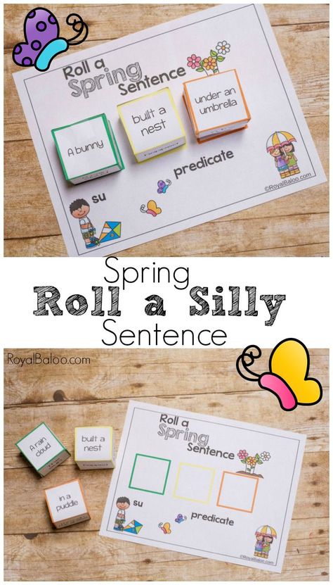 Roll A Silly Sentence Free Printable, Roll A Silly Sentence, Roll A Sentence, Alpha Phonics, Colourful Semantics, Reading And Writing Skills, Silly Sentences, Spring Writing, Free Homeschool Printables