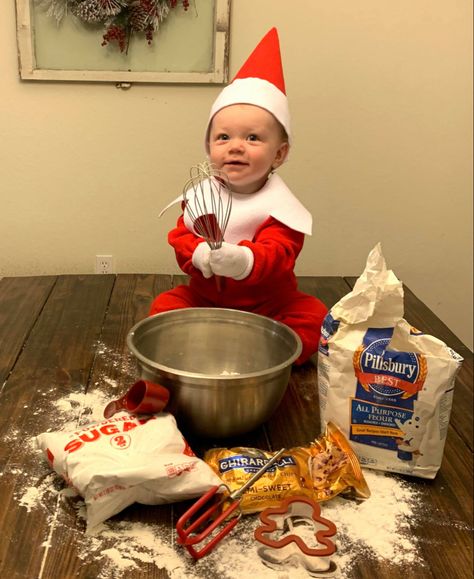 Baby Elf Pictures, Real Life Elf On The Shelf Ideas, Infant Elf On The Shelf Pictures, Elf On The Shelf Pictures With Baby, Baby As Elf On The Shelf, Elf Baby Photoshoot, Real Baby Elf On The Shelf Ideas, Elf On The Shelf Photoshoot Baby, Elf On The Shelf Ideas Baby