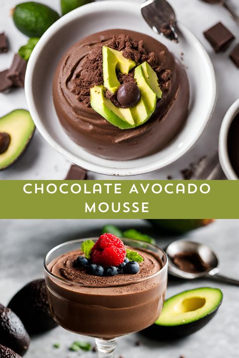 Experience guilt-free decadence with our Chocolate Avocado Mousse! Creamy avocados blend seamlessly with rich cocoa, creating a luscious, dairy-free dessert. Indulge in this health-conscious treat that's as easy to make as it is delicious. Your taste buds won't believe it's avocado! 🥑🍫 #HealthyDessert #AvocadoMousse #ChocolateIndulgence #myskinnyrecipes Avocado Mousse Recipe, Avocado Recipes Dessert, Chocolate Avocado Mousse, Avocado Dessert, Avocado Mousse, Avocado Chocolate Pudding, Milk Dairy, Avocado Pudding, Avocado Chocolate Mousse