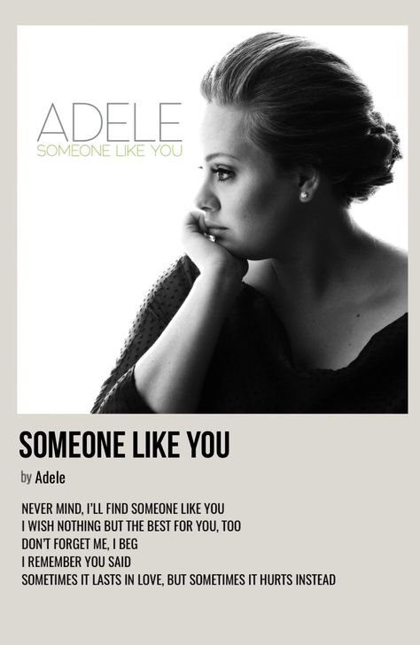 minimal polaroid song poster for someone like you by adele Adele Songs Lyrics, Adele 21, Adele Lyrics, Adele Music, English Music, Song Posters, Adele Songs, Album Wall, The Weeknd Poster