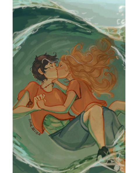 grace 💫 (@blaue.reiter) • Instagram photos and videos Percabeth Fan Art, Underwater Kiss, Kiss Sticker, Pjo Hoo, Hands Art, Percy And Annabeth, Percy Jackson Fan Art, Magnus Chase, Percy Jackson Art