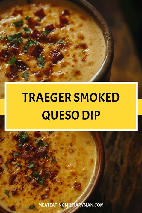 How to Make Smoked Queso Dip on a Traeger Smoked Queso Dip With Chorizo, Pellet Smoker Queso Dip, Smoked Cheese Traeger, Queso Dip Smoker, Smoked Queso Dip No Velveeta, Traeger Queso Dip, Smoked Cheese Dip In Smoker, Brisket Dip Recipes, Smoker Queso Dip