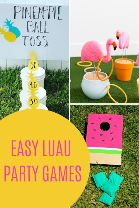 Easy Luau Party Games With Instructions - Fun Party Pop Tiki Decorations, Kids Luau Parties, Hawai Party, Luau Games, Luau Party Games, Kids Luau, Luau Party Ideas, Luau Party Decorations, Aloha Party