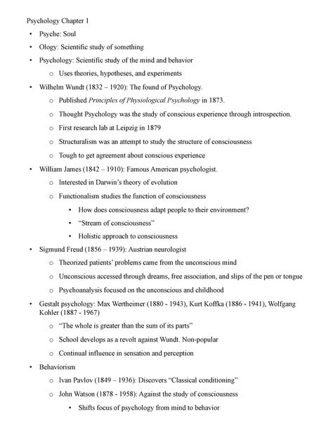 Psychology Chapter 1 - o Published Principles of Physiological Psychology in 1873. o Thought - Studocu Abnormal Psychology Pdf, Psychology Chapter 1 Notes, Behavior Psychology, Intro To Psychology Notes, Ap Psychology Notes Unit 1, Introduction To Psychology Notes, Intro To Psychology, Introduction To Psychology, History Of Psychology