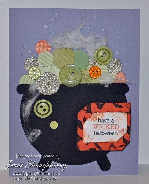 Stamping Inspiration: BUBBLE, BUBBLE, TOIL & TROUBLE... Halloween Invitaciones, Bubbling Cauldron, Easy Halloween Party, Carte Halloween, Spooky Halloween Party, Witches Cauldron, Witch's Brew, Homemade Halloween, Halloween Banner