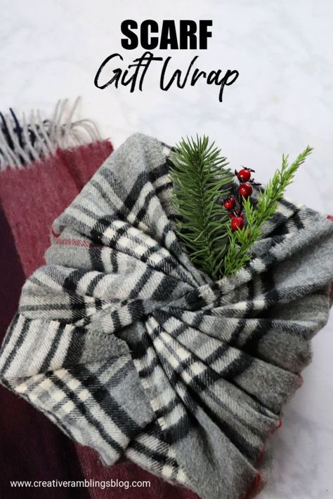 Scarf gift wrap. No waste gift wrap ideas for Christmas. Use a scarf to wrap gifts the eco-friendly way.  #christmas #gift #giftwrap #DIY Kids Diy Gifts, Christmas Wrapping Diy, Diy Schneemann, Gift Ideas Handmade, Creative Diy Gifts, Easy Christmas Gifts, Diy Gifts For Kids, Gift Wrap Ideas, Easy Diy Gifts