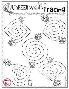 Literacy Worksheets Preschool, Spring Worksheets Preschool, Spring Worksheet, Pre K Worksheets, Bee Activities, Transitional Kindergarten, Preschool Tracing, Literacy Worksheets, Pre Writing Activities