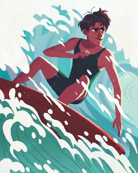 Upcoming cover from a book project from Simon & Schuster, about Duke Kahanamoku, father of Hawaiian surfing, due out this May… Surf Drawing, Duke Kahanamoku, Illustration Kunst, Dragon Ball Z Shirt, Surf Poster, Really Cool Drawings, Underwater Art, Neutral Art, Water Art