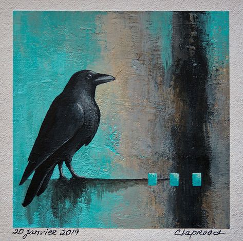 Raven Painting, Bird Painting Diy, Animal Paintings Acrylic, Crow Painting, Crow Art, Raven Art, Bird Painting, Bird Artwork, Bird Wall Art