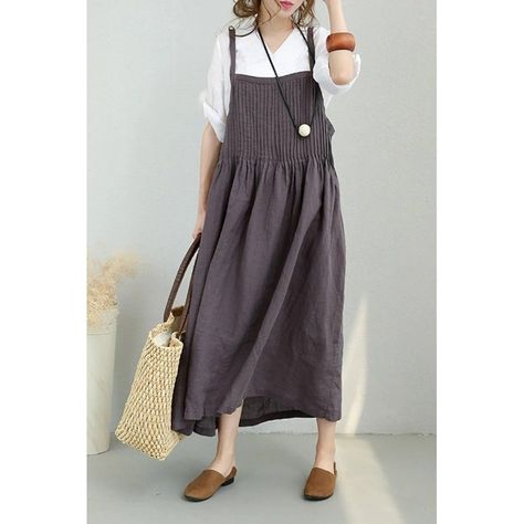 c5cc17e395d3049b03e0f1ccebb02b4ddesc51592684ri Yeezy Outfit, Guys Fashion, Linen Dress Women, Stil Boho, An Apron, Dress Sleeve Length, Long Linen Dress, Cotton Linen Dresses, Mode Casual