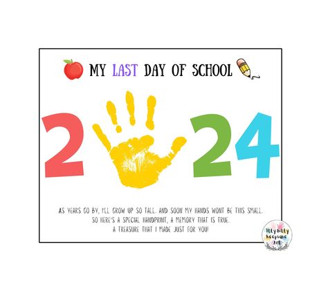 Last Day of School Handprint Craft Art Printable Template / 2024 Handprint Last Day Of School Handprint, School Handprint Art, Crafts Elementary, Nativity Activity, Handprint Printable, Memory Diy, Pre K Graduation, Graduation Crafts, Craft Templates