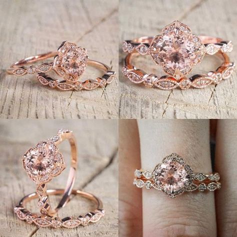 FREE Shipping Worldwide:  The beautiful Vintage Rose Gold Engagement Set looks luxurious and is paired up with a matching ring is stunning to behold.  product details : Material: Rose Gold Filled Why shop with us? ✓ Over 20,000+ Happy customers! ✓ 30 Day money back guarantee ✓ Tracking number for every order ✓ Encryp Vintage Wedding Rings Rose Gold, Fancy Necklaces, Rings Vintage Boho, Vintage Wedding Rings, Rings Rose Gold, Vintage Boho Wedding, Wedding Band For Women, Mom Pendant, Rose Gold Wedding Band