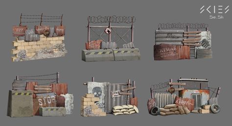 Concept wall, Sergey Shilkin on ArtStation at https://www.artstation.com/artwork/XawvD Apocalyptic Settlement, Apocalypse House, Fallout 4 Settlement Ideas, Concept Wall, Fallout Rpg, Props Design, Apocalypse World, Post Apocalyptic Art, Warhammer Terrain