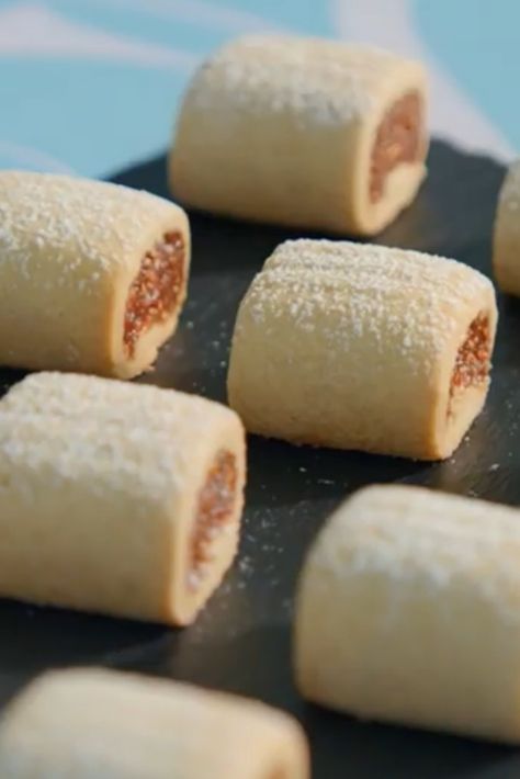 Soft biscuit dough encasing a lightly spiced fig filling, these rolls are world’s above shop-bought versions. #GBBO #BakeOff #TheGreatBritishBakeOff #Recipe #Baking Paul Hollywood Recipes, Fig Rolls, British Baking Show Recipes, British Bake Off Recipes, Bake Off Recipes, The Great British Bake Off, Paul Hollywood, Biscuit Dough, British Bake Off