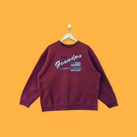 Vintage grandpa embroidered logo sweatshirt grandpa crewneck grandpa sweater pullover streetwear style perfect gift Maroon colour large by YoungmodernCo on Etsy Maroon Colour, Streetwear Mode, Grandpa Sweater, Logo Sweatshirt, Streetwear Style, Maroon Color, Sweater Pullover, Style Streetwear, Vintage Wear