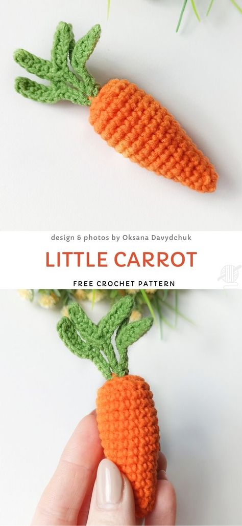 Amigurumi Carrots. This cute little carrot is just too adorable. You can make a bouquet out of these cute little fellows and put them in your Easter Basket as a decoration. Easy and works up really fast!  #freecrochetpattern #amigurumi #carrot Crochet Carrot Pattern, Crochet Carrot, Carrot Pattern, Crochet Fruit, Easter Crochet Patterns, Crochet Plant, Food Patterns, Crochet Food, Holiday Crochet