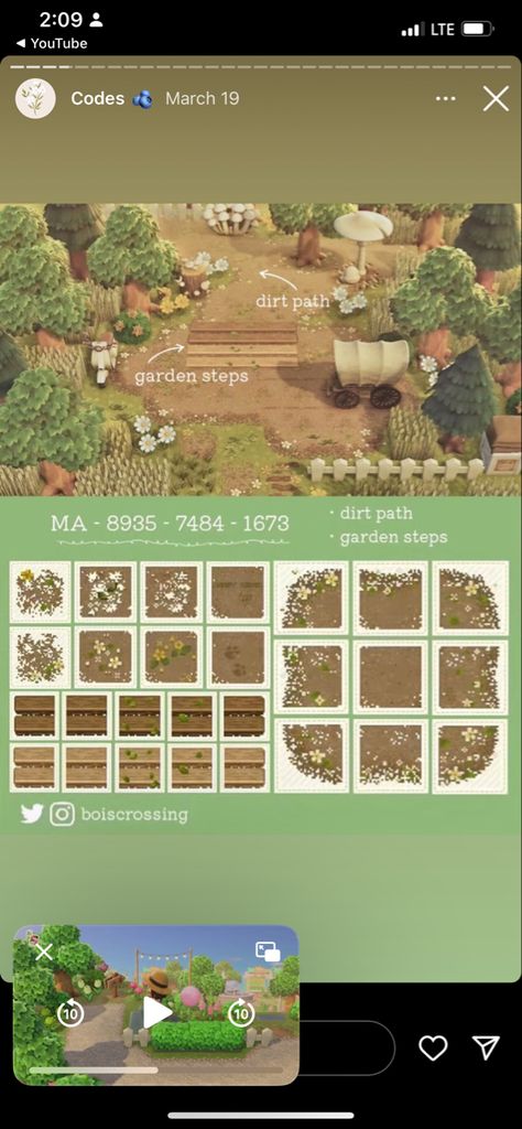 Dirt Paths Animal Crossing, Dirt Paths Acnh, Animal Crossing Dirt Path Codes, Acnh Steps, Acnh Garden Path, Flower Path Animal Crossing, Animal Crossing Dirt Path, Acnh Dirt Path, Acnh Medieval