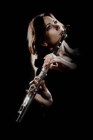 Playing Flute Pose Reference, Woman Playing Flute, Flute Photography, Orchestra Photography, Instrument Drawing, Piano Photography, Flute Playing, Musician Portraits, All Music Instruments