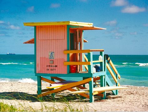 sunny isles, lifeguard station Tiki Cabin, Scene Moodboard, Lake Deck, Lifeguard Station, Lifeguard Stands, Guard House, Building Aesthetic, Kiosk Design, Tiki Hut