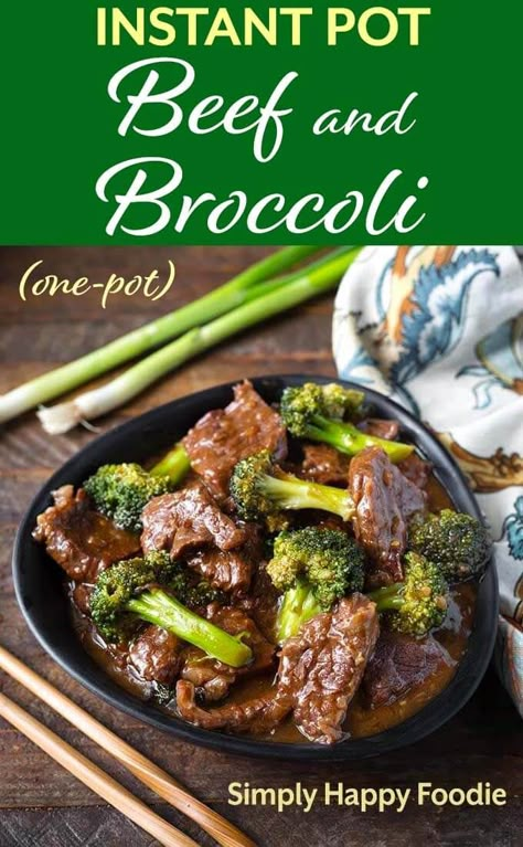 Instant Pot Beef and Broccoli is a one-pot Chinese style meal that is as good as take out! This pressure cooker beef and broccoli recipe has lots of flavor, with tender strips of beef, rice, and broccoli. All made in your pressure cooker! Instant Pot recipes by SimplyHappyFoodie.com #instantpotbroccolibeef #pressurecookerbroccolibeef Instant Pot Beef And Broccoli, Broccoli Bowl, Pressure Cooker Beef, Beef And Broccoli Recipe, Rice And Broccoli, Easy Beef And Broccoli, Beef Food Recipes, Beef Rice, Mapo Tofu