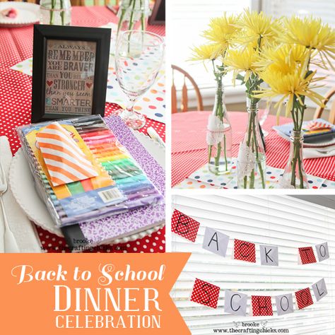 Back+to+School+Family+Celebration+Dinner+with+theme+and+decorations Back To School Dinner, Getting Ready For School, Back To School Ideas, School Dinner, Crazy Summer, School Dinners, Back To School Party, School Rules, Ready For School