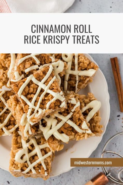 Bake Sale Treats, Krispie Treats Recipe, Krispy Treats, Melting White Chocolate, Rice Krispy, Cinnamon Bun, Rice Crispy Treats, Crispy Treats, Rice Krispie Treats