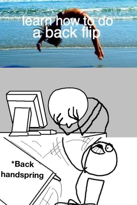 Gymnastics Humor | Funny Gymnastics<<< i hate it when people say backflip when they mean back handspring or frontflip when they mean front handspring.... Gymnastics Humor, Funny Gymnastics Quotes, Gymnastics Things, Gymnastics Funny, Cheer Aesthetic, Gymnastics Problems, Cheer Funny, Cheerleading Quotes, Back Handspring