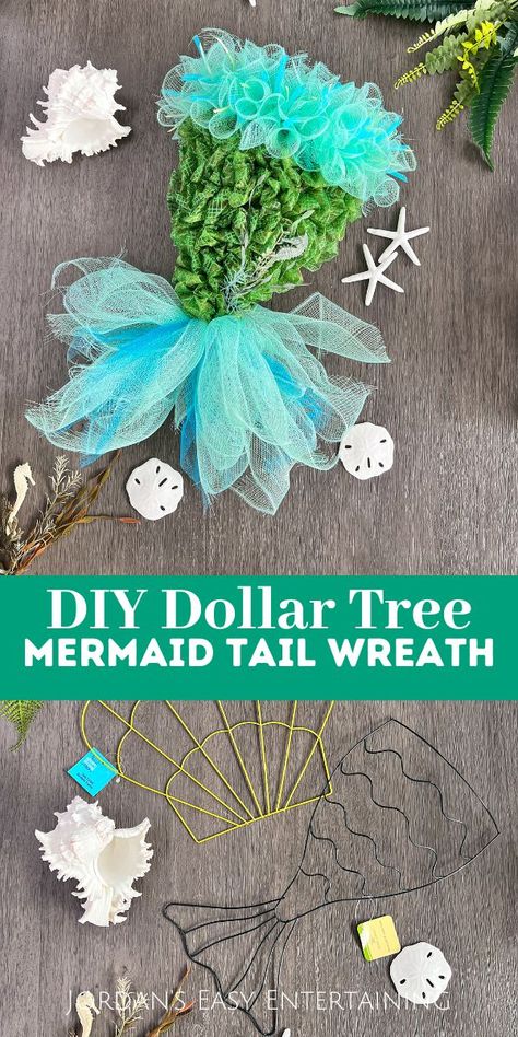 Dollar Tree Wire Mermaid Tail, Mermaid Dollar Tree Diy Decor, Dollar Tree Mermaid Tail Wreath Diy, Dollar Tree Deco Mesh Wreaths Diy, Mermaid Wreath Dollar Tree, Mermaid Wreath Form, Mermaid Tail Wreath Form, Mermaid Tail Wreath Diy, Dollar Tree Mermaid Tail Wreath