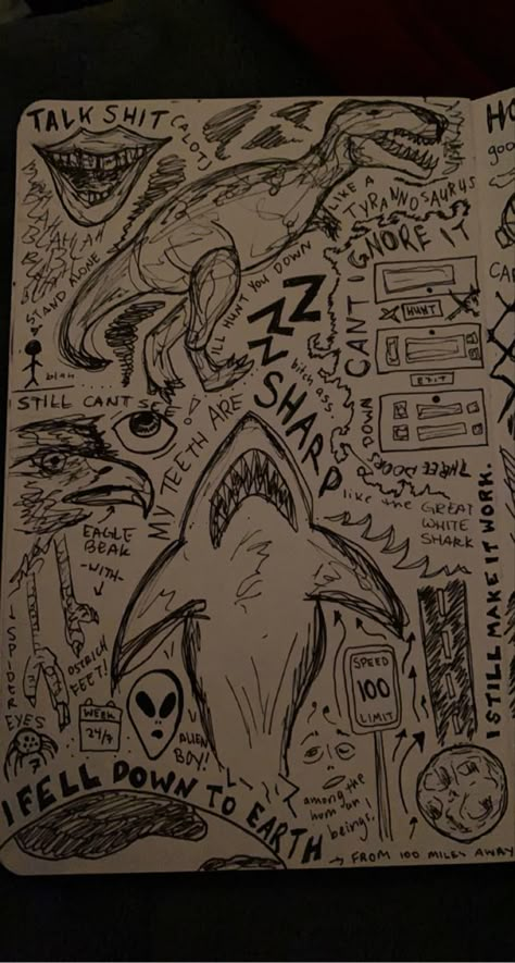 Drawing Ideas Doodles Sketchbooks, Cool Alien Drawings, Oliver Tree Aesthetic, Alien Drawing Sketches, Alien Sketch, Alien Drawing, Grunge Artwork, Oliver Tree, Easy Graffiti Drawings