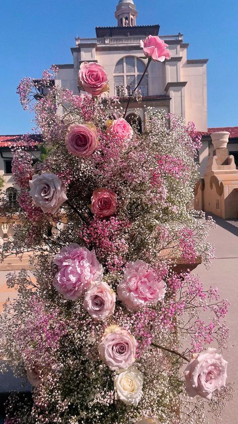 Pink Gypsophila Wedding, Pink Flower Wedding Decoration, Pink Baby’s Breath, Pink Engagement Decor, Pink Ceremony Flowers, Pink Babysbreath, Pink Flower Arch, Pink Floral Arch, Floral Columns