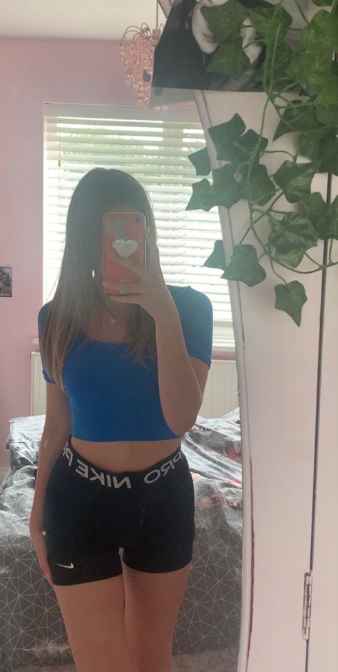 Summer Outfits Nike Shorts, Black Nike Pro Shorts Outfit, Summer Outfits Nike Pro, Basic British Girl Outfits, Nike Pro Leggings Outfit Baddie, Primark Summer Outfits, Chavvy Summer Outfits, British Outfits Aesthetic, Nike Pro Aesthetic