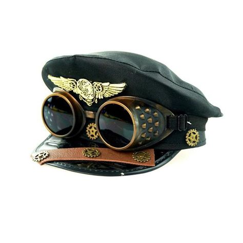 Steampunk Captain Hat, Steampunk Goggles Drawing, Steampunk Pilot, Steampunk Mens Fashion, Steampunk Engineer, Pilot Goggles, Cute Heart Drawings, Engineer Hat, Steampunk Hats